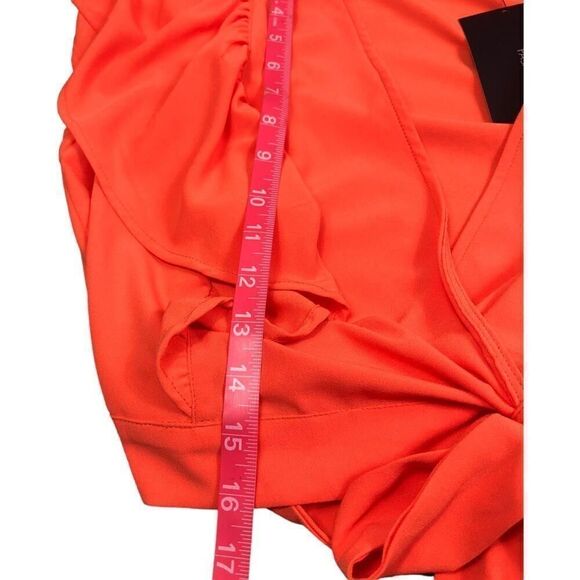 Fashion Nova Orange V Neck Wrap Valery Top - Picture 7 of 8
